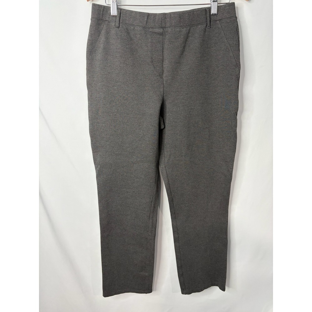 Quince Ultra-Stretch Ponte Straight Pants Womens L Gray Office Quiet Luxury
